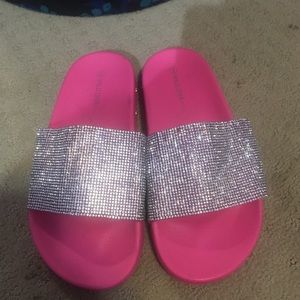 Hot pink rhinestone slides